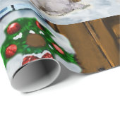 Samoyed op veranda Kerstmis Cadeaupapier (Rol Hoek)