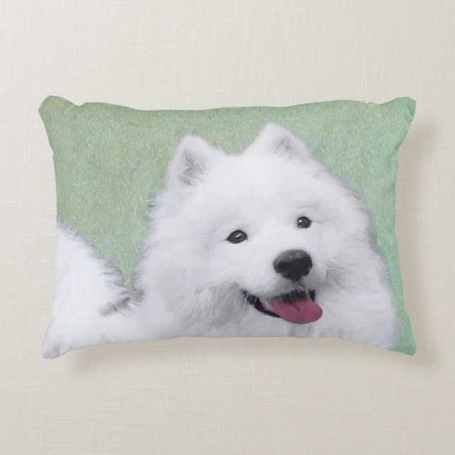 Samoyed Painting - Cute Original Dog Art Accent Kussen (Voorkant)