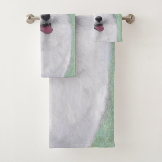 Samoyed Painting - Cute Original Dog Art Bad Handdoek (Insitu)