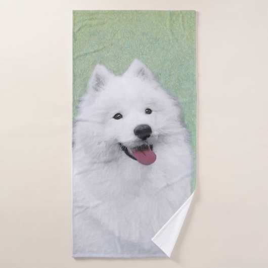 Samoyed Painting - Cute Original Dog Art Bad Handdoek (Badhanddoek)