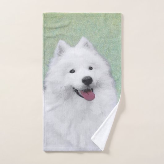 Samoyed Painting - Cute Original Dog Art Bad Handdoek (Handdoek)