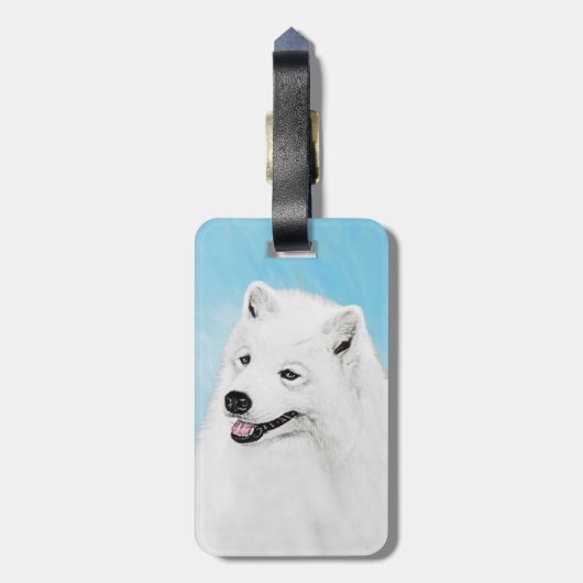 Samoyed Painting - Cute Original Dog Art Bagagelabel (Achterkant verticaal)