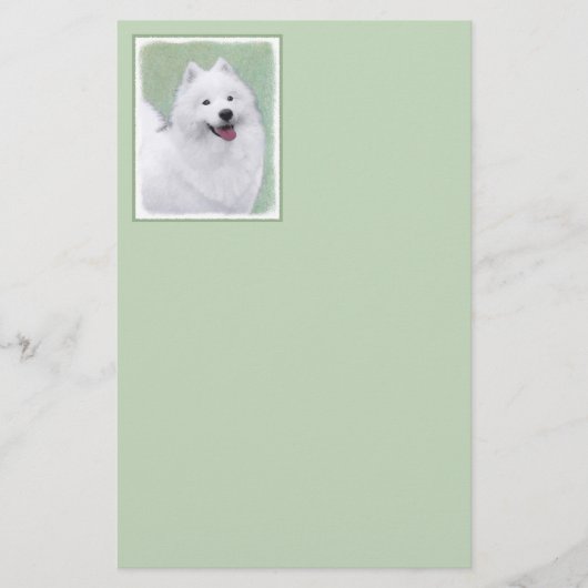 Samoyed Painting - Cute Original Dog Art Briefpapier (Voorkant)