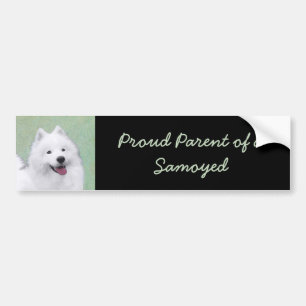 Samoyed Painting - Cute Original Dog Art Bumpersticker
