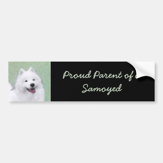 Samoyed Painting - Cute Original Dog Art Bumpersticker (Voorkant)