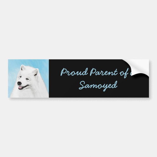 Samoyed Painting - Cute Original Dog Art Bumpersticker (Voorkant)