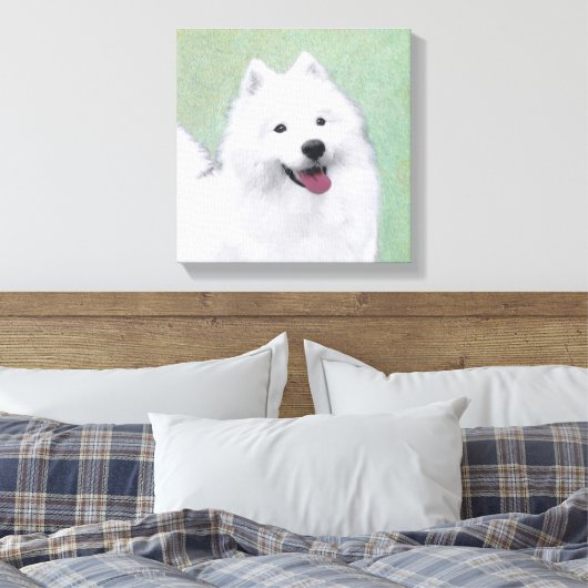 Samoyed Painting - Cute Original Dog Art Canvas Afdruk (Insitu (Slaapkamer))