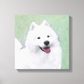 Samoyed Painting - Cute Original Dog Art Canvas Afdruk (Voorkant)