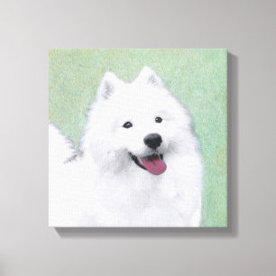 Samoyed Painting - Cute Original Dog Art Canvas Afdruk