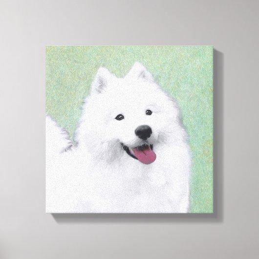 Samoyed Painting - Cute Original Dog Art Canvas Afdruk (Voorkant)