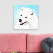 Samoyed Painting - Cute Original Dog Art Canvas Afdruk (Insitu (Woonkamer))