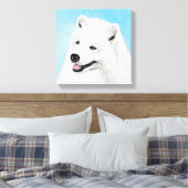 Samoyed Painting - Cute Original Dog Art Canvas Afdruk (Insitu (Slaapkamer))