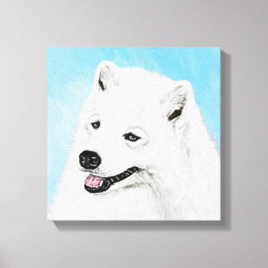 Samoyed Painting - Cute Original Dog Art Canvas Afdruk (Voorkant)