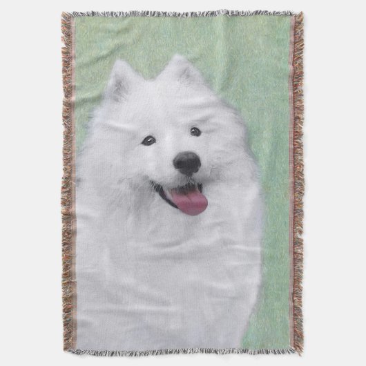 Samoyed Painting - Cute Original Dog Art Deken (Voorkant Verticaal)