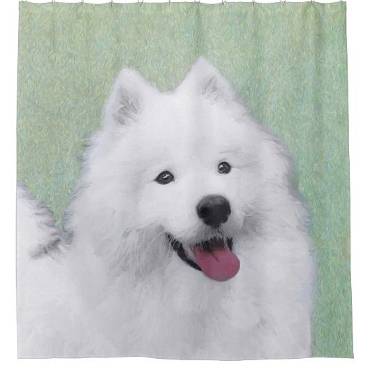 Samoyed Painting - Cute Original Dog Art Douchegordijn (Voorkant)