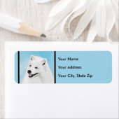 Samoyed Painting - Cute Original Dog Art Etiket (Insitu)