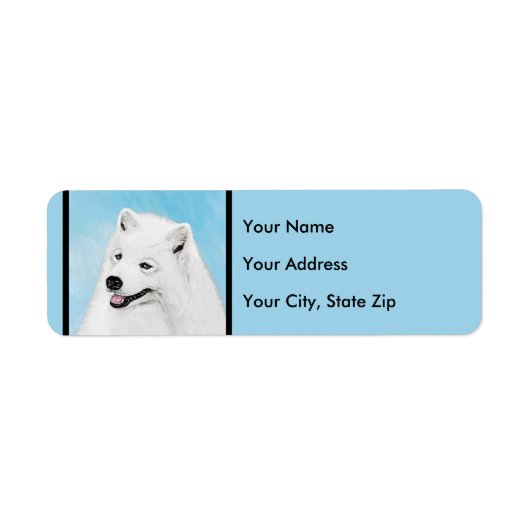 Samoyed Painting - Cute Original Dog Art Etiket (Voorkant)