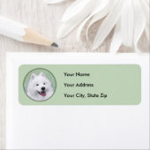 Samoyed Painting - Cute Original Dog Art Etiket (Insitu)