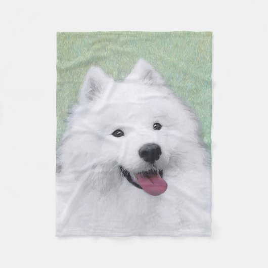 Samoyed Painting - Cute Original Dog Art Fleece Deken (Voorkant)