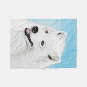 Samoyed Painting - Cute Original Dog Art Fleece Deken (Voorkant (Horizontaal))