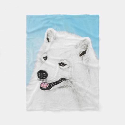 Samoyed Painting - Cute Original Dog Art Fleece Deken (Voorkant)