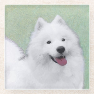 Samoyed Painting - Cute Original Dog Art Glazen Onderzetter