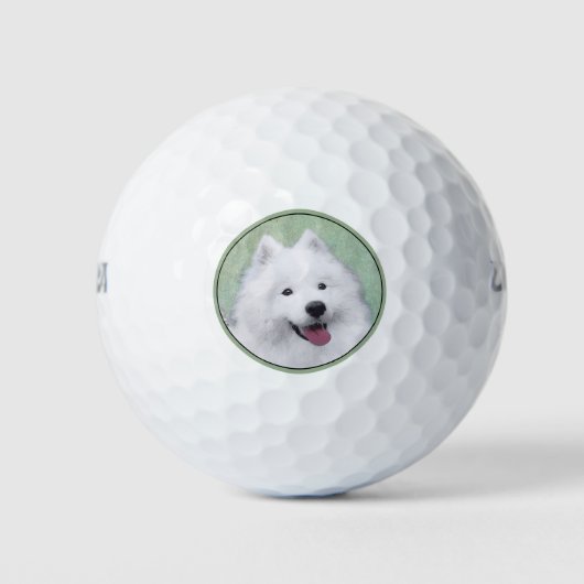 Samoyed Painting - Cute Original Dog Art Golfballen (Voorkant)