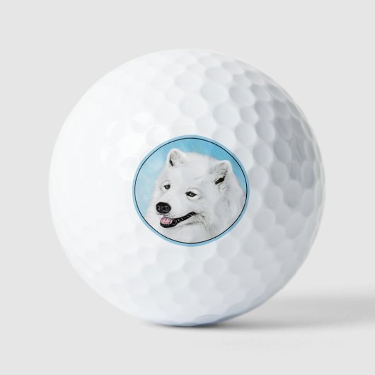 Samoyed Painting - Cute Original Dog Art Golfballen (Voorkant)