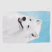 Samoyed Painting - Cute Original Dog Art Golfhanddoek (Horizontaal)