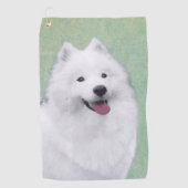 Samoyed Painting - Cute Original Dog Art Golfhanddoek (Voorkant)