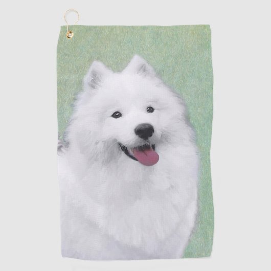 Samoyed Painting - Cute Original Dog Art Golfhanddoek (Voorkant)