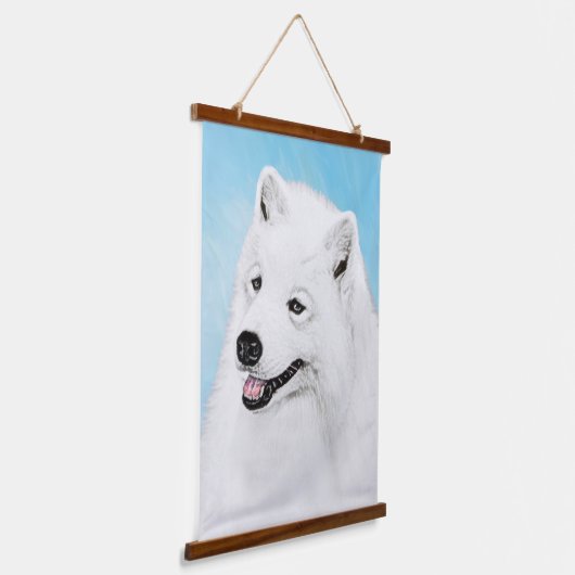 Samoyed Painting - Cute Original Dog Art Hangend Wandkleed (Gebogen)