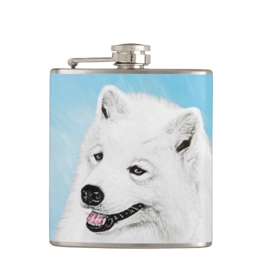 Samoyed Painting - Cute Original Dog Art Heupfles (Voorkant)