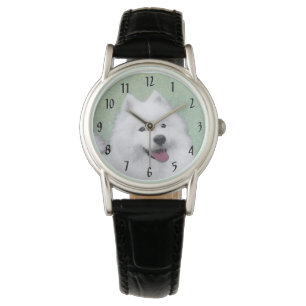 Samoyed Painting - Cute Original Dog Art Horloge