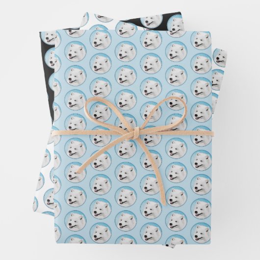 Samoyed Painting - Cute Original Dog Art Inpakpapier Vel (In situ)