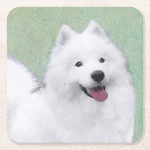 Samoyed Painting - Cute Original Dog Art Kartonnen Onderzetters