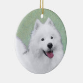 Samoyed Painting - Cute Original Dog Art Keramisch Ornament (Rechts)