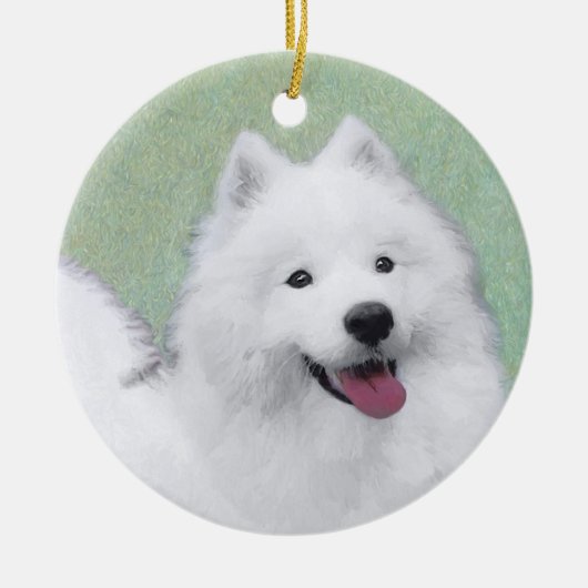 Samoyed Painting - Cute Original Dog Art Keramisch Ornament (Voorkant)