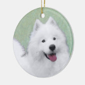 Samoyed Painting - Cute Original Dog Art Keramisch Ornament (Links)