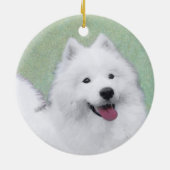 Samoyed Painting - Cute Original Dog Art Keramisch Ornament (Achterkant)