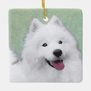 Samoyed Painting - Cute Original Dog Art Keramisch Ornament