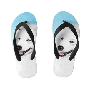 Samoyed Painting - Cute Original Dog Art Kinder Teenslippers