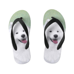 Samoyed Painting - Cute Original Dog Art Kinder Teenslippers