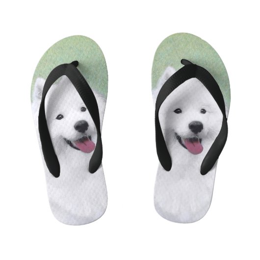 Samoyed Painting - Cute Original Dog Art Kinder Teenslippers (Voetbed)