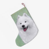 Samoyed Painting - Cute Original Dog Art Kleine Kerstsok (Achterkant (Hangend))