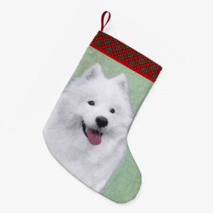 Samoyed Painting - Cute Original Dog Art Kleine Kerstsok