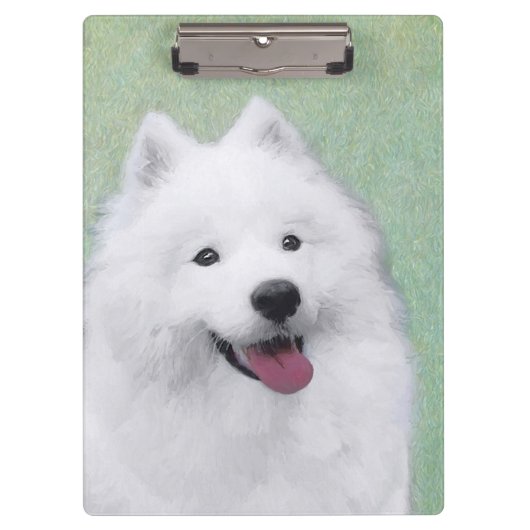 Samoyed Painting - Cute Original Dog Art Klembord (Voorkant)