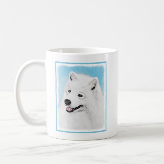 Samoyed Painting - Cute Original Dog Art Koffiemok (Links)
