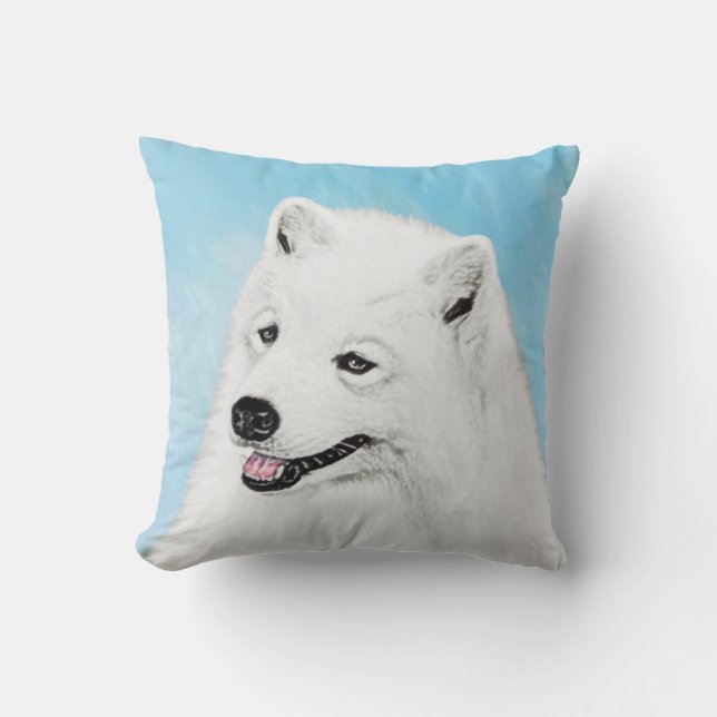 Samoyed Painting - Cute Original Dog Art Kussen (Voorkant)