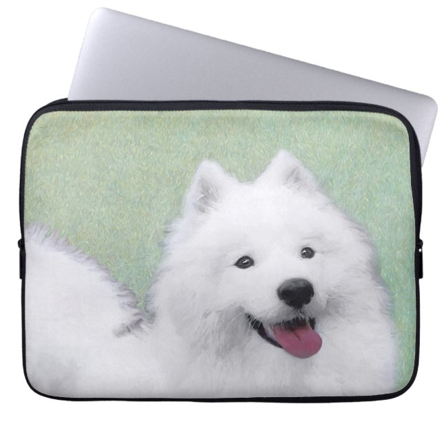 Samoyed Painting - Cute Original Dog Art Laptop Sleeve (Voorkant)